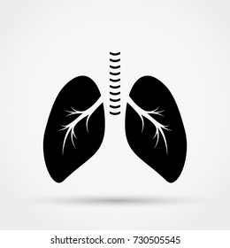 Black silhouette of  lungs vector icon.