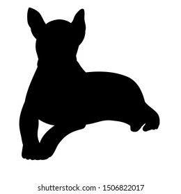black silhouette of a lying dog