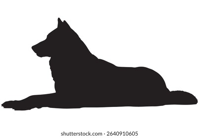 Black silhouette of a lying dog or wolf.