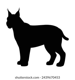 black silhouette of a lynx on white