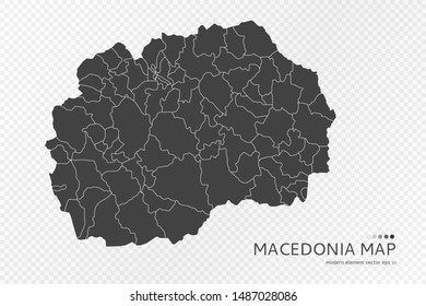 Black silhouette of Macedonia map on transparent background. EPS10 vector file organized in layers for easy editing.