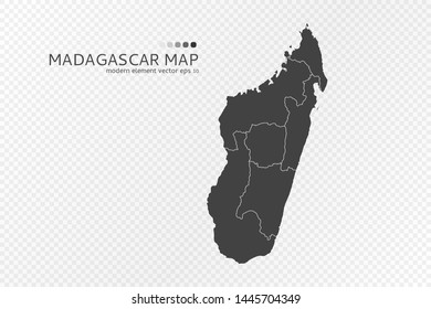 Black silhouette of Madagascar map on transparent background. EPS10 vector file organized in layers for easy editing.