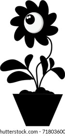 Black silhouette of magic flower isolated on white background . Icon, clip art, vector illustration. 