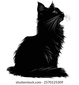 Black silhouette of a Maine Coon