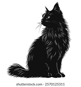 Black silhouette of a Maine Coon