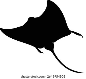 Silhueta preta de uma majestosa arraia de manta graciosamente nadando em águas oceânicas