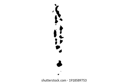 Black silhouette of Maldives country map in South Asia on white background