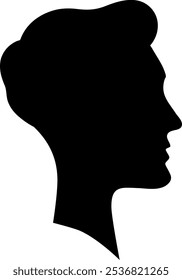 Silhueta preta de um perfil masculino com penteado retro, transmitindo mistério, elegância e estilo vintage
