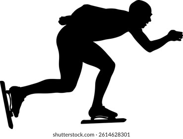black silhouette man athlete at speed skating competition