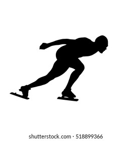 black silhouette man athlete speed skater