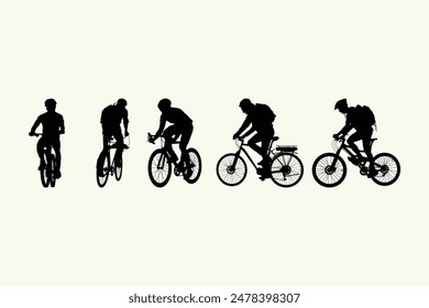 black silhouette of man with bicycle