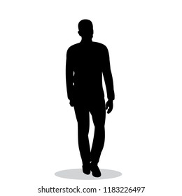 black silhouette man, boy is walking