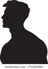Black Silhouette of a Man with Defined Features A Striking Vector Graphic