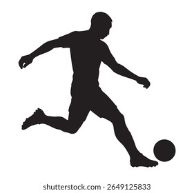 Silhueta preta de um homem chutando uma bola de futebol