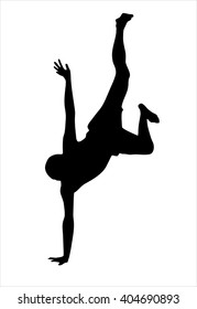 black silhouette of a man in motion.