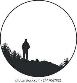 black silhouette of a man in the mountains