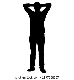 Black silhouette man on a white background.