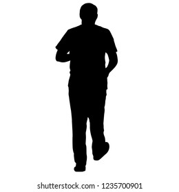 Black silhouette man on a white background.