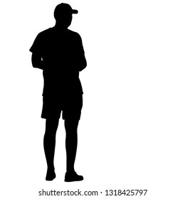 Black silhouette man on a white background.