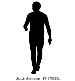 Black silhouette man on a white background.