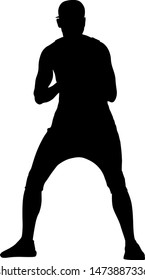 Black silhouette man on a white background