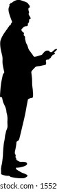 Black silhouette man on a white background