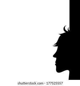 Black silhouette man profile vector background