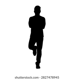 Black silhouette of a man running forward, emphasizing movement and energy, with a plain white background for versatile use.