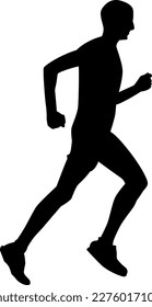 Black silhouette of a man running while jogging
