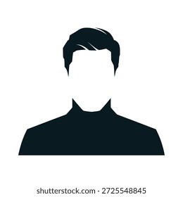 eine schwarze Silhouette von Kopf und Schultern eines Mannes