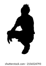 Black Silhouette Of A Man. Seated Silhouette. Vector.