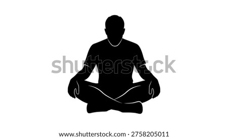 Black silhouette man sitting cross legged