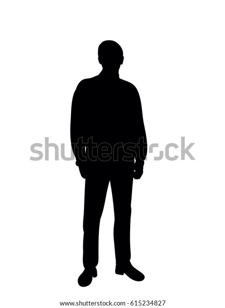 Black Silhouette Man Stands Vector Stock Vector (Royalty Free) 615234827