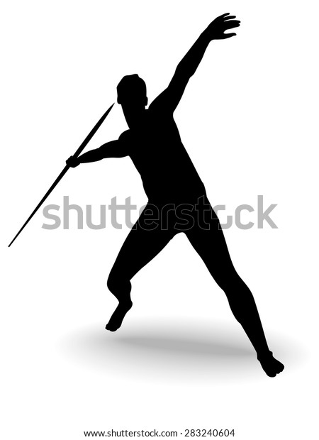 Black Silhouette Man Throwing Javelin White Stock Vector (Royalty Free ...