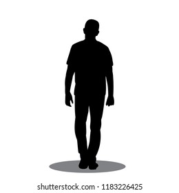 black silhouette man is walking