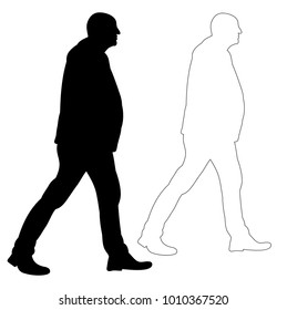  black silhouette man walking, outline