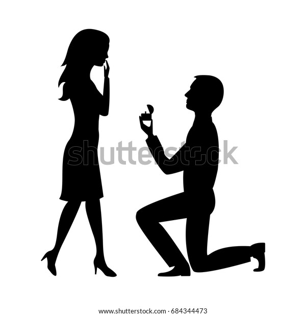 Black Silhouette Man Woman Gift Ring Stock Vector (Royalty Free) 684344473