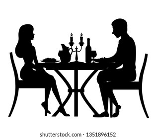 Black Silhouette Man Woman On Date Stock Vector (Royalty Free ...