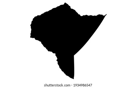 black silhouette of Mandera city map in Kenya on white background
