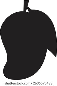 Black Silhouette Mango Icon for Tropical Design