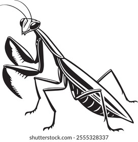 Black silhouette mantis animal solid white background vector image
