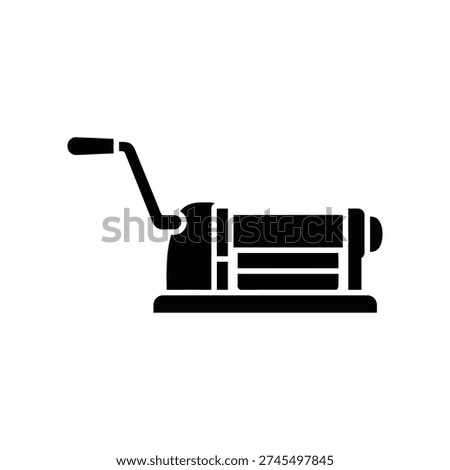 A black silhouette of a manual bench plane tool on a white background, ideal for woodworking and carpentry concepts.