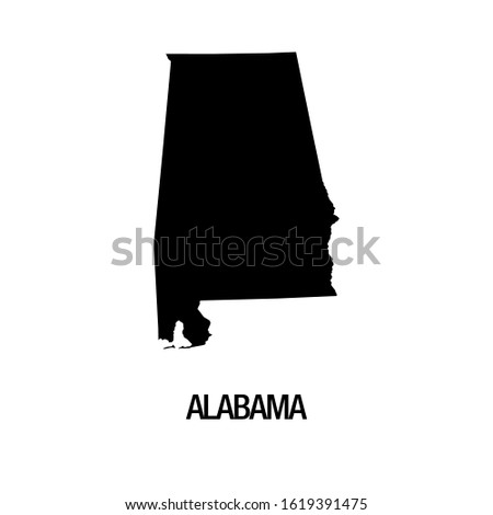 Black silhouette of the map of Alabama State on the white background
