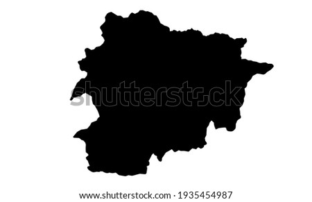 black silhouette of map of Andorra in Europe on white background