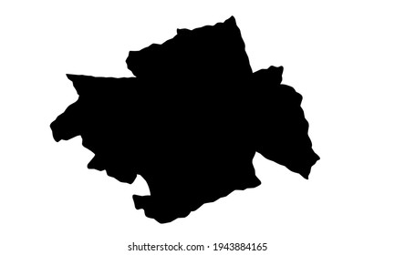 black silhouette of a map of Apeldoorn in the Netherlands on a white background