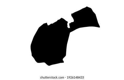 black silhouette of map of Ardabil city in northern iran on white background