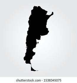 Black silhouette of the Map of Argentina on the white background