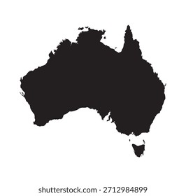 Black Silhouette Map of Australia