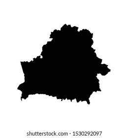 Black silhouette of the Map of Belarus on the white background