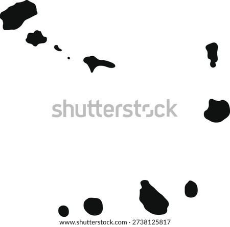 Black silhouette map of Cabo Verde isolated on white background